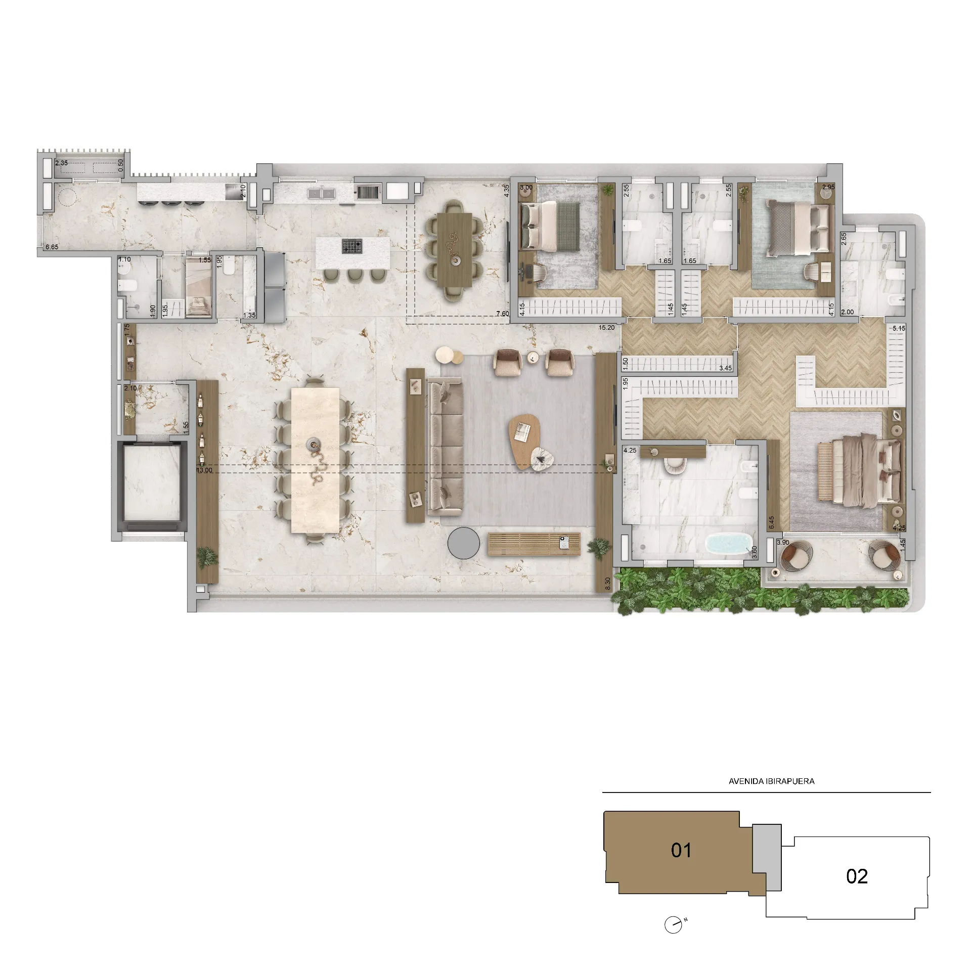 Opção 320m² | 3 Suítes + Cozinha e Sala Ampliadas