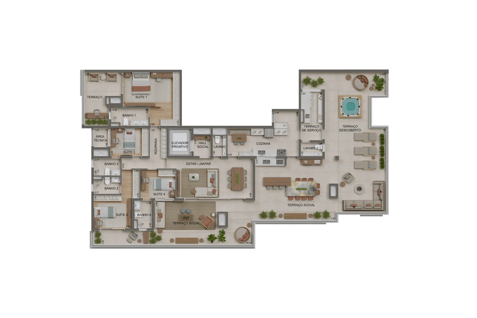 330m² com 4 suítes | Penthouse