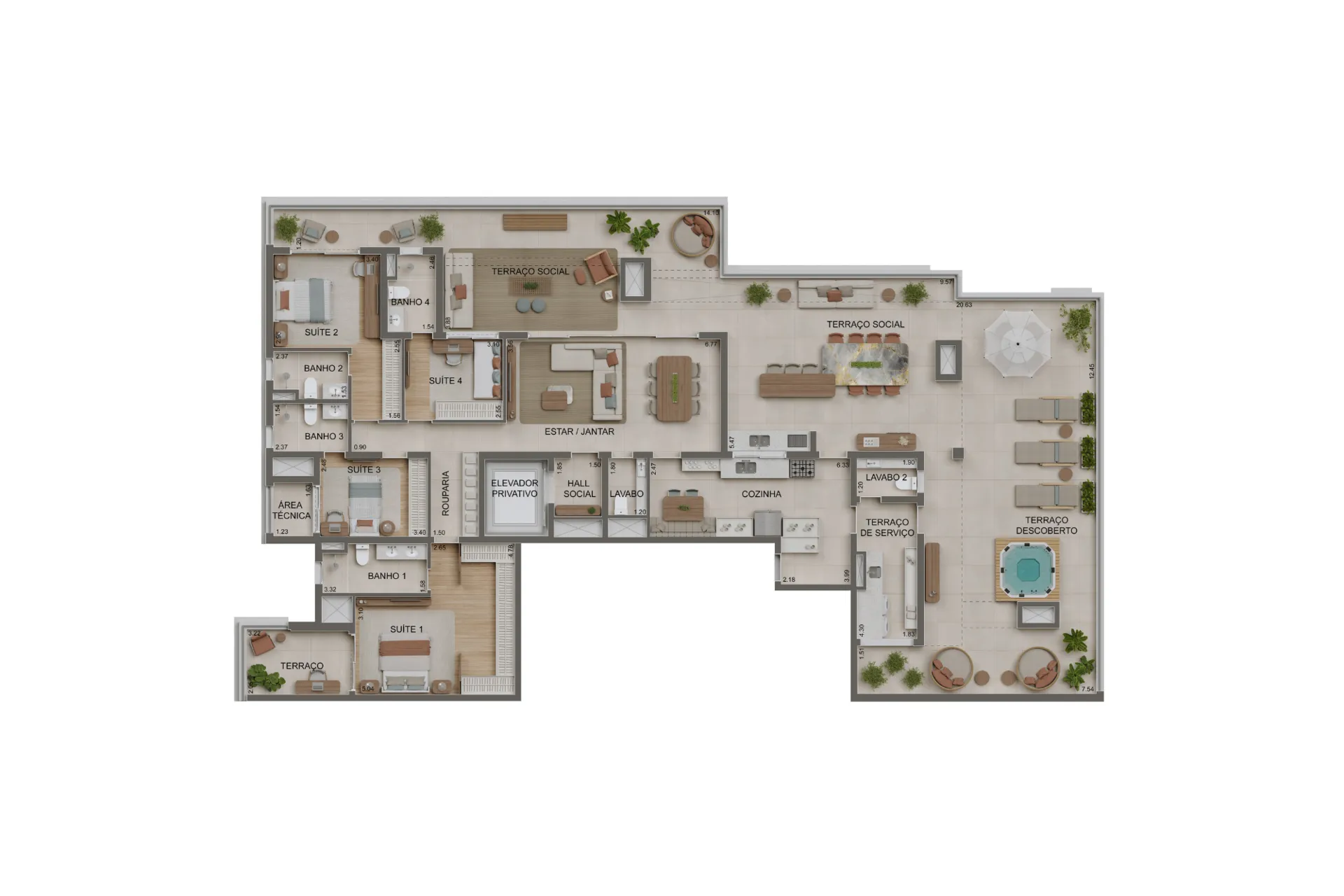 320m² com 4 suítes | Penthouse