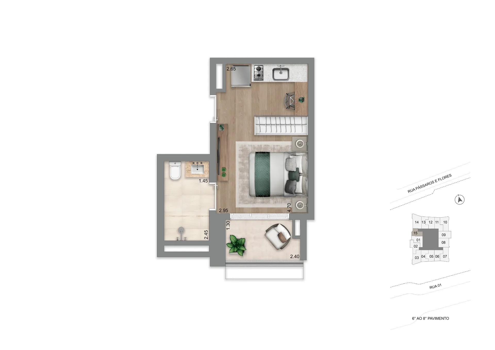 Planta Padrão 26 m² l Studio