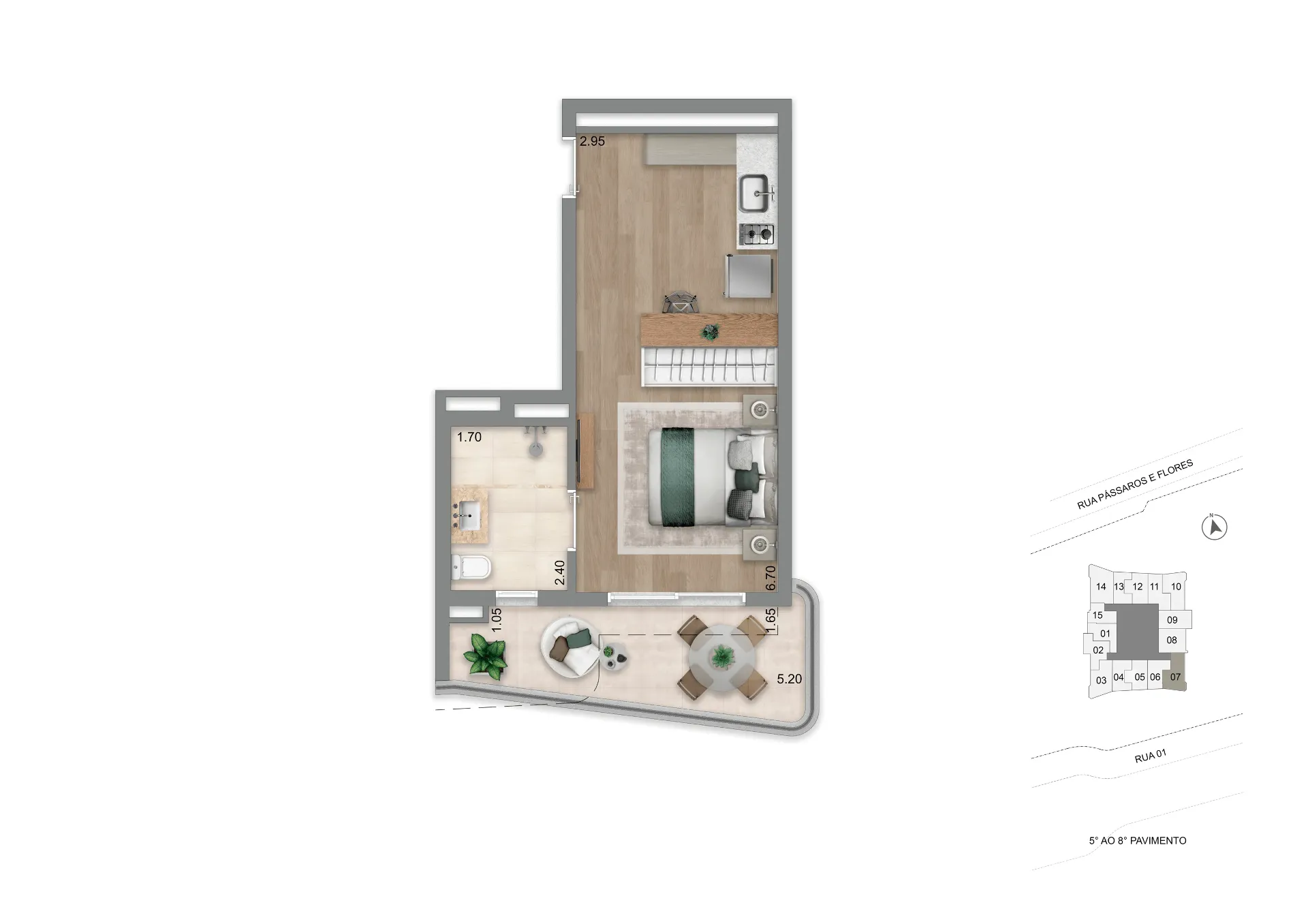 Planta Padrão 37 m² l Studio