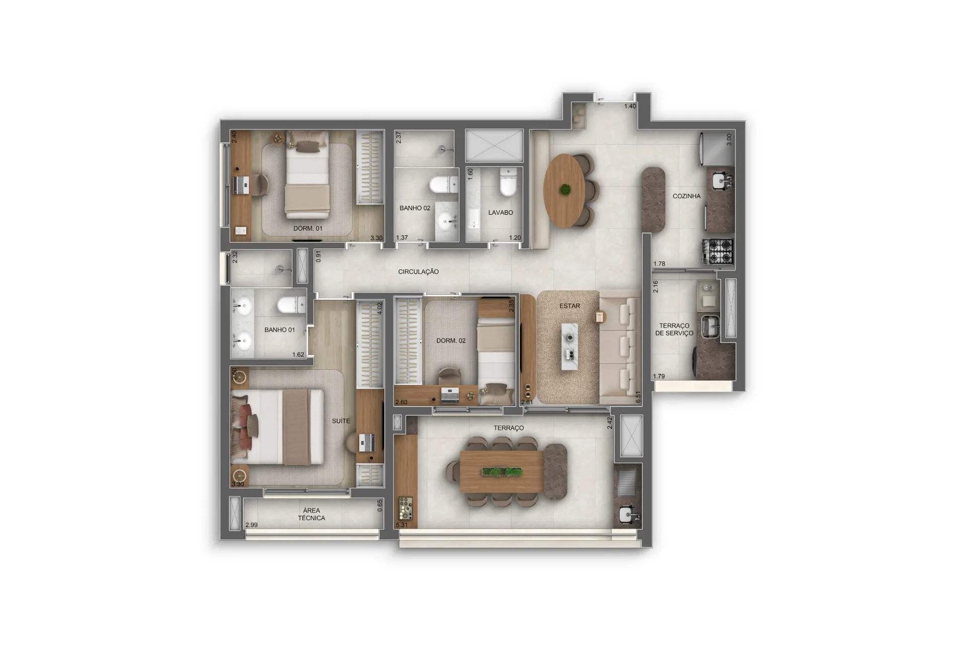 Apartamento 93 metros com 3 Dorms. (1 suíte)