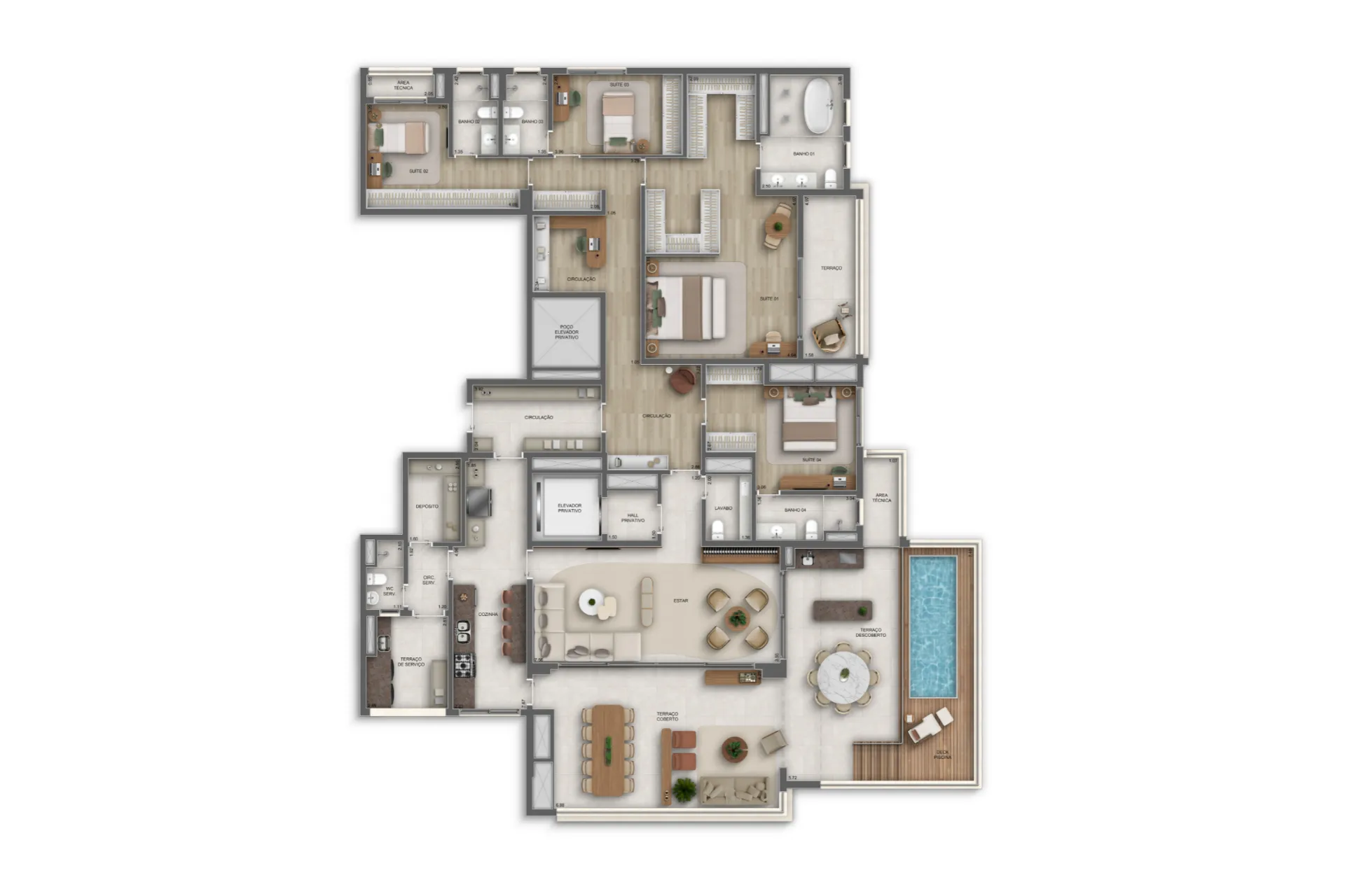 Penthouse 311 metros com 4 suítes