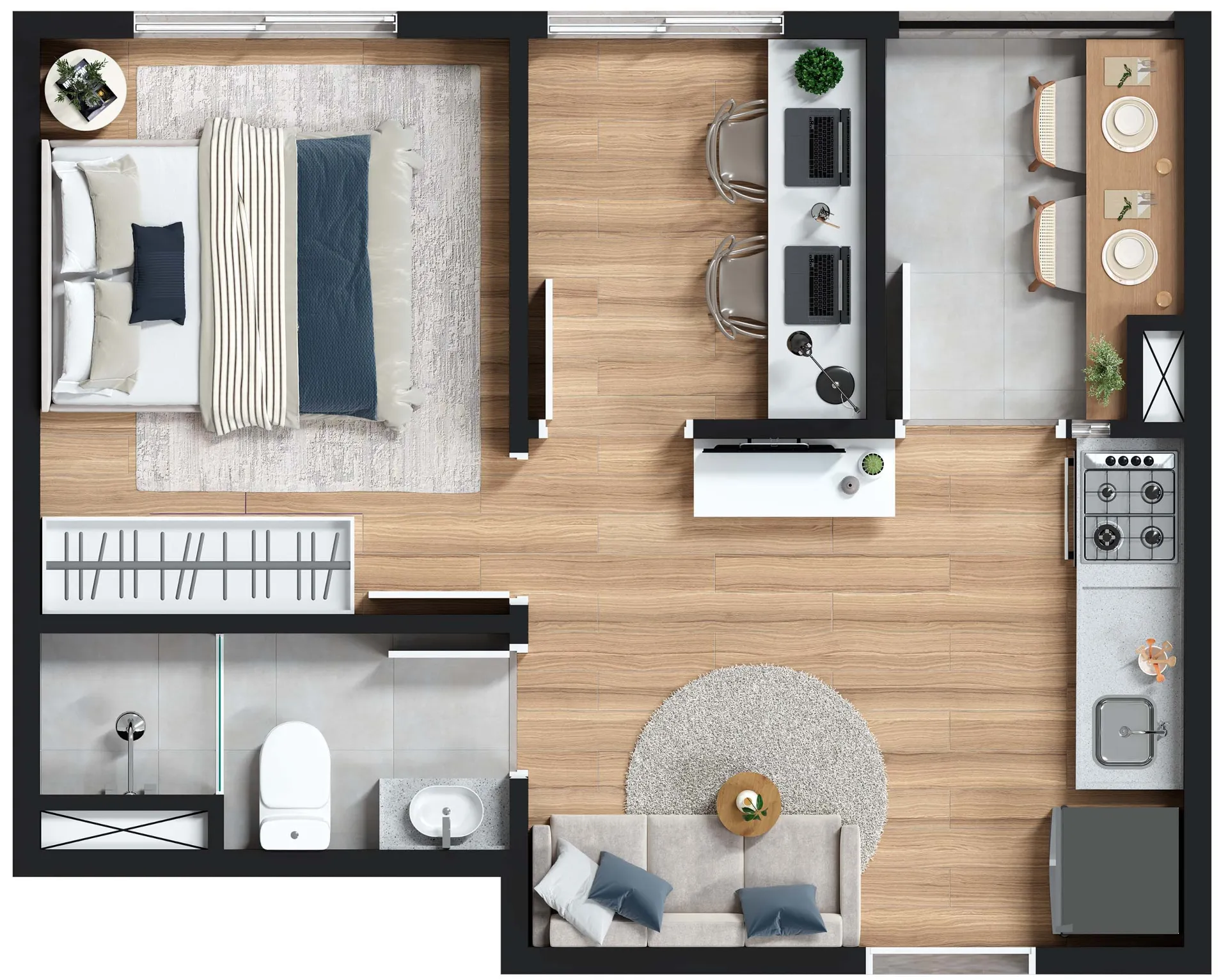 1 Dorm. + Office 29 m²