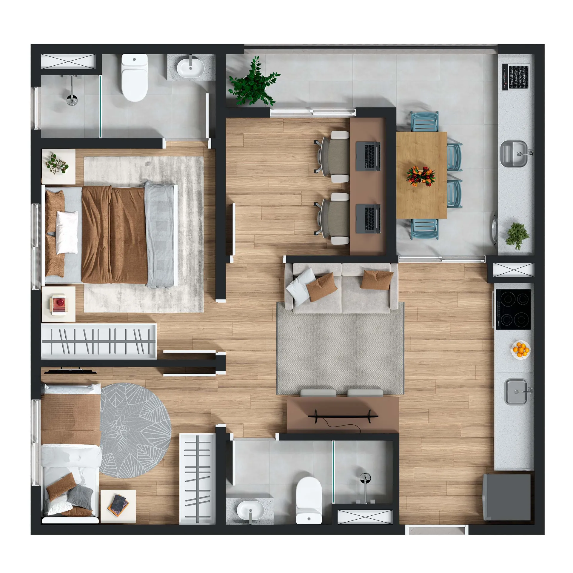 3 Dorms. com Suíte 47 m²