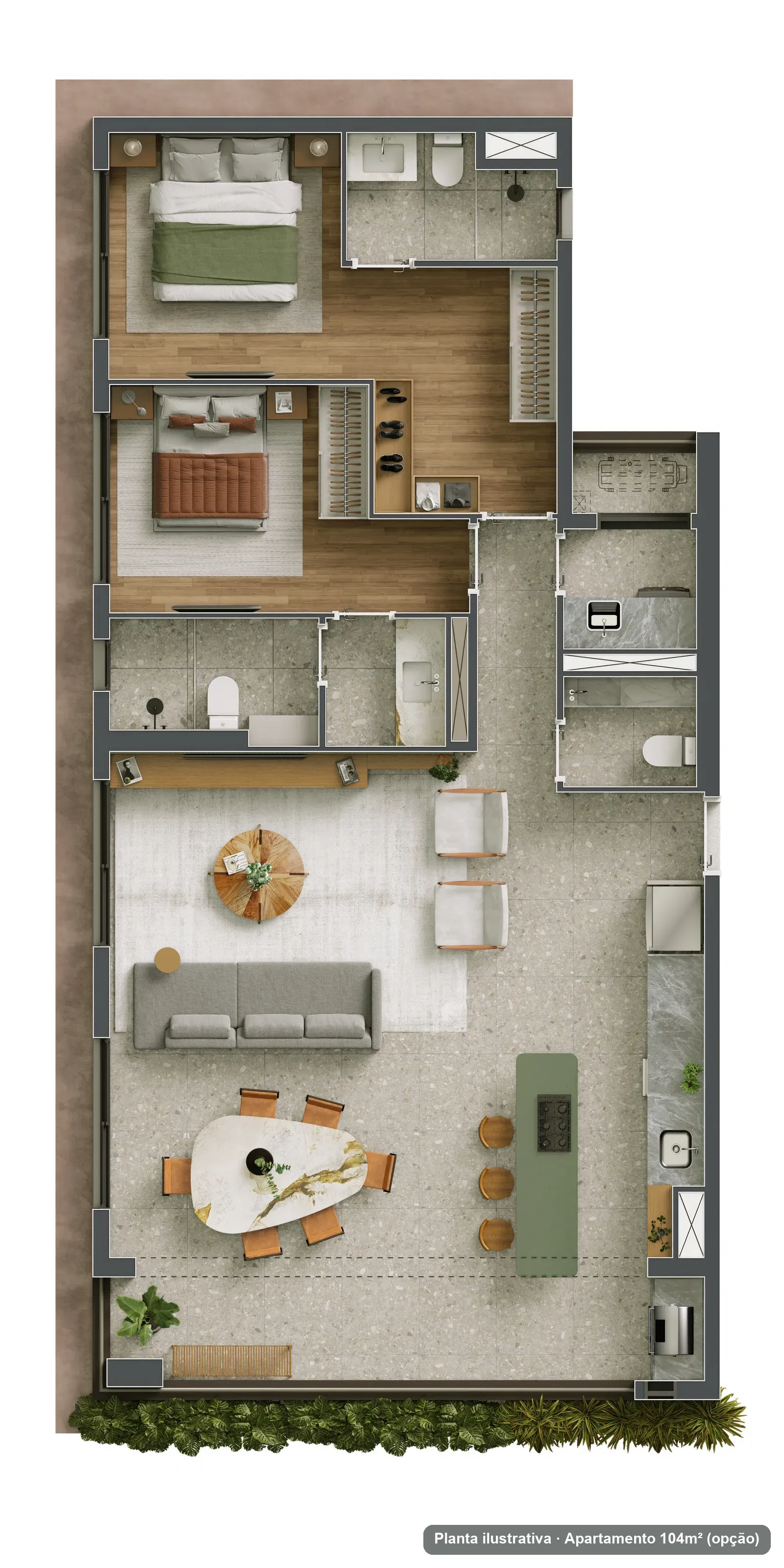 Planta de 104 m²