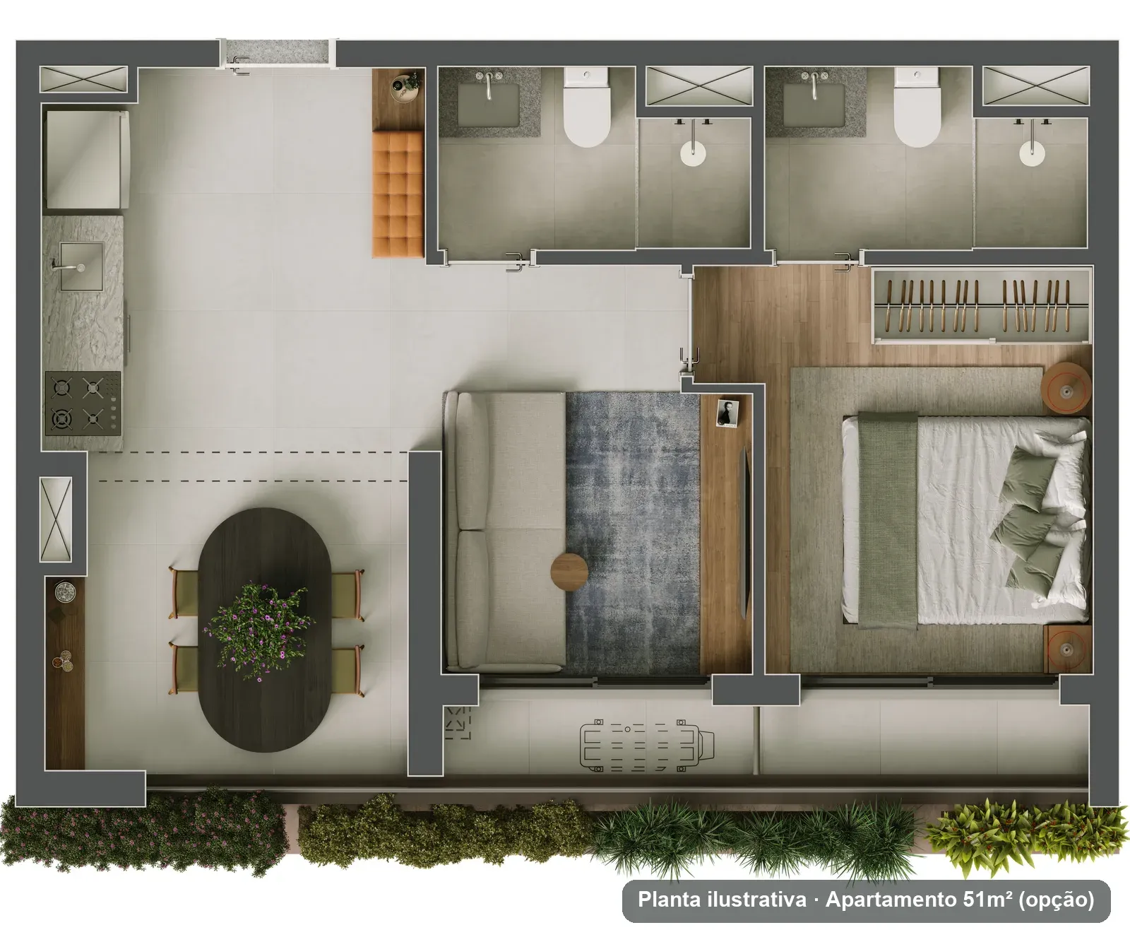 Planta de 51 m²