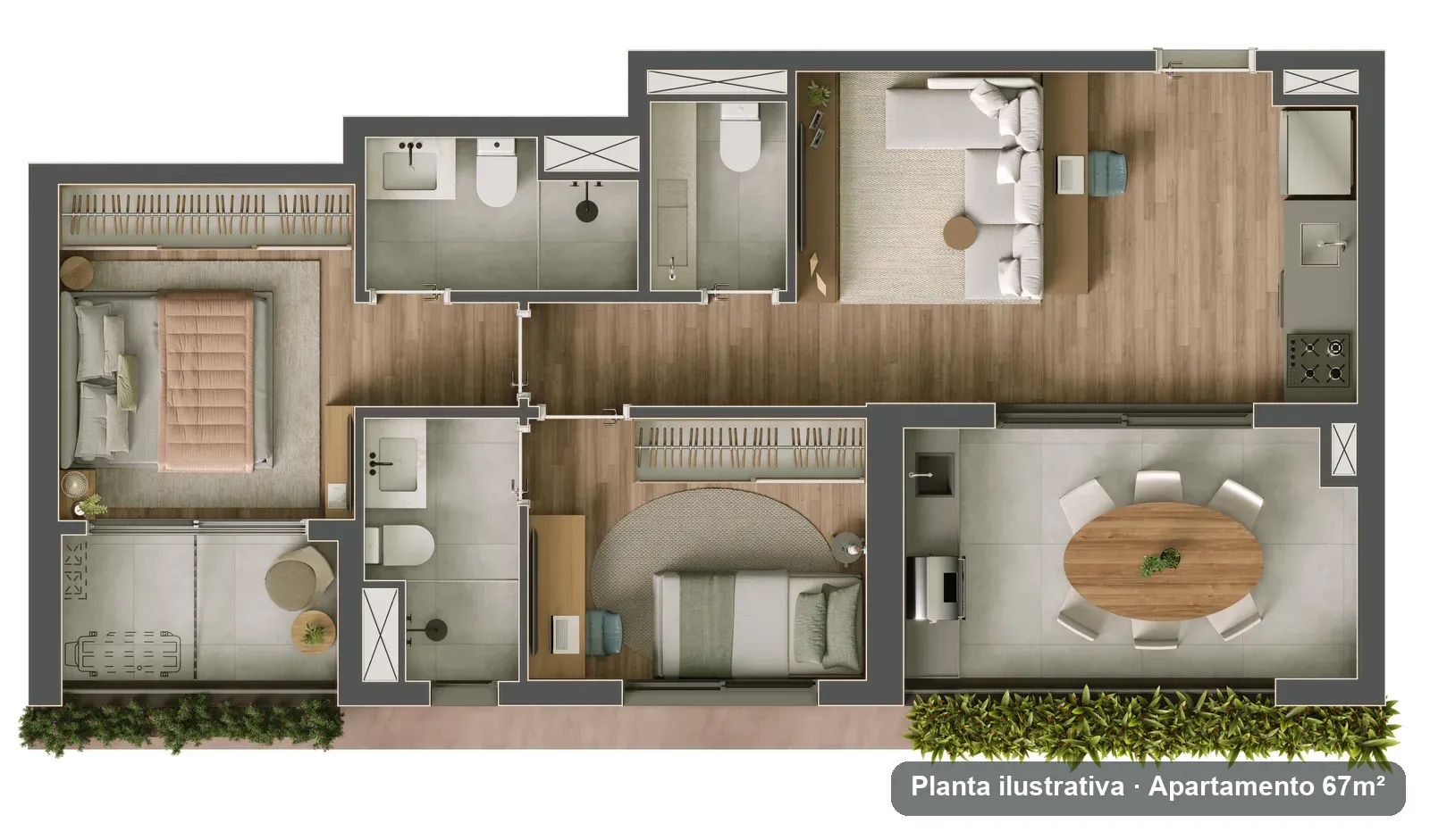 Planta de 67 m²