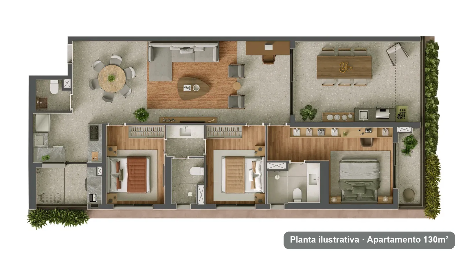 Planta de 130 m²