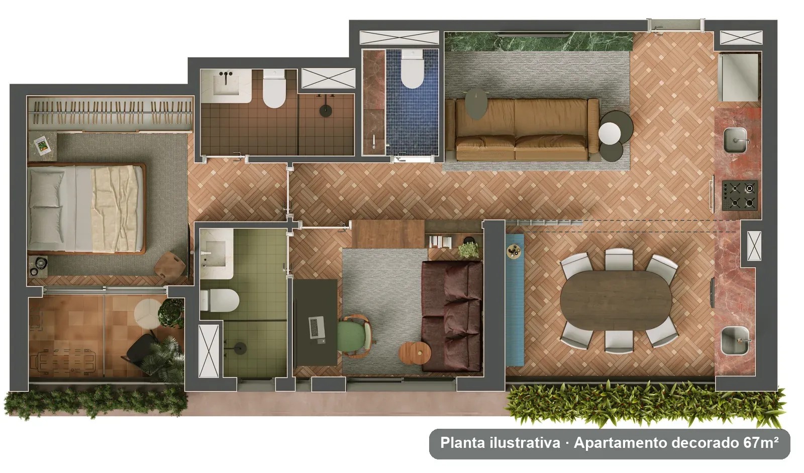 Planta de 67 m²