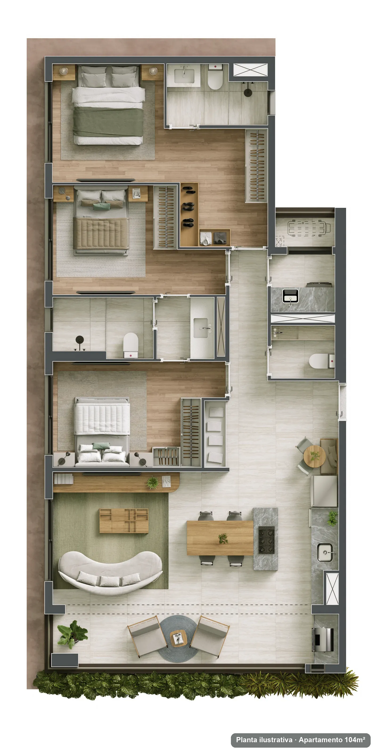 Planta de 104 m²