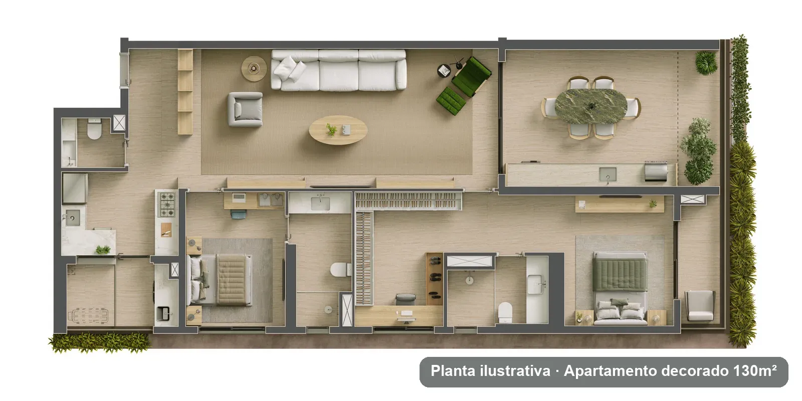 Planta de 130 m²
