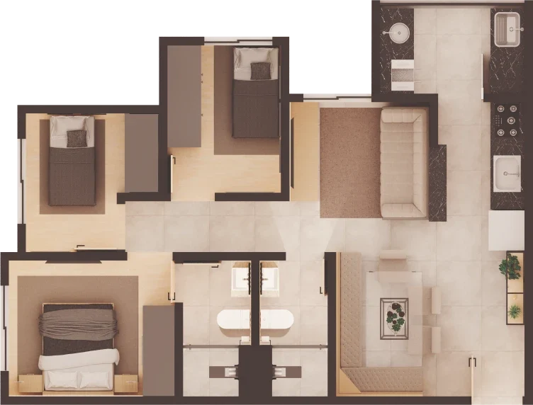 Apartamento 60 metros com 3 dorms